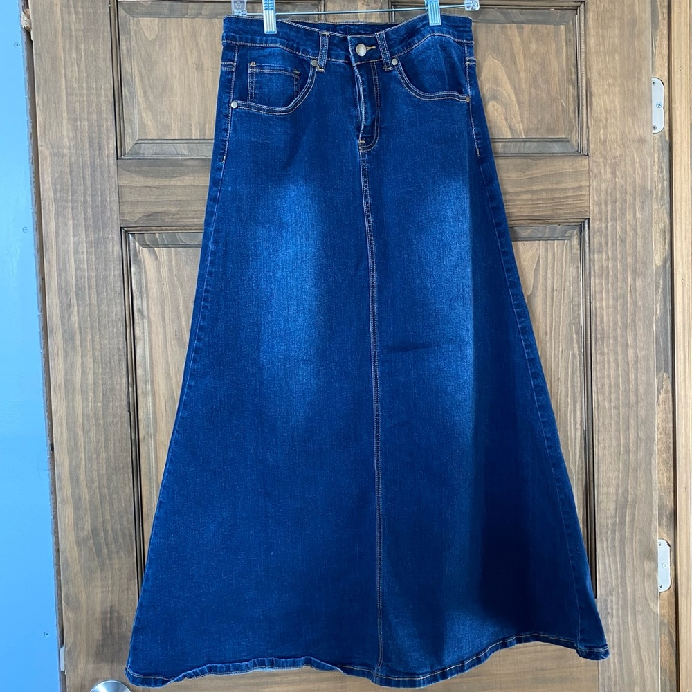 Blue Denim Inherit Co. A-Line Maxi Skirt